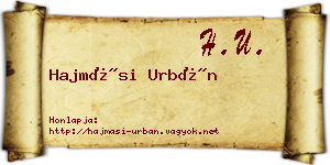 Hajmási Urbán névjegykártya